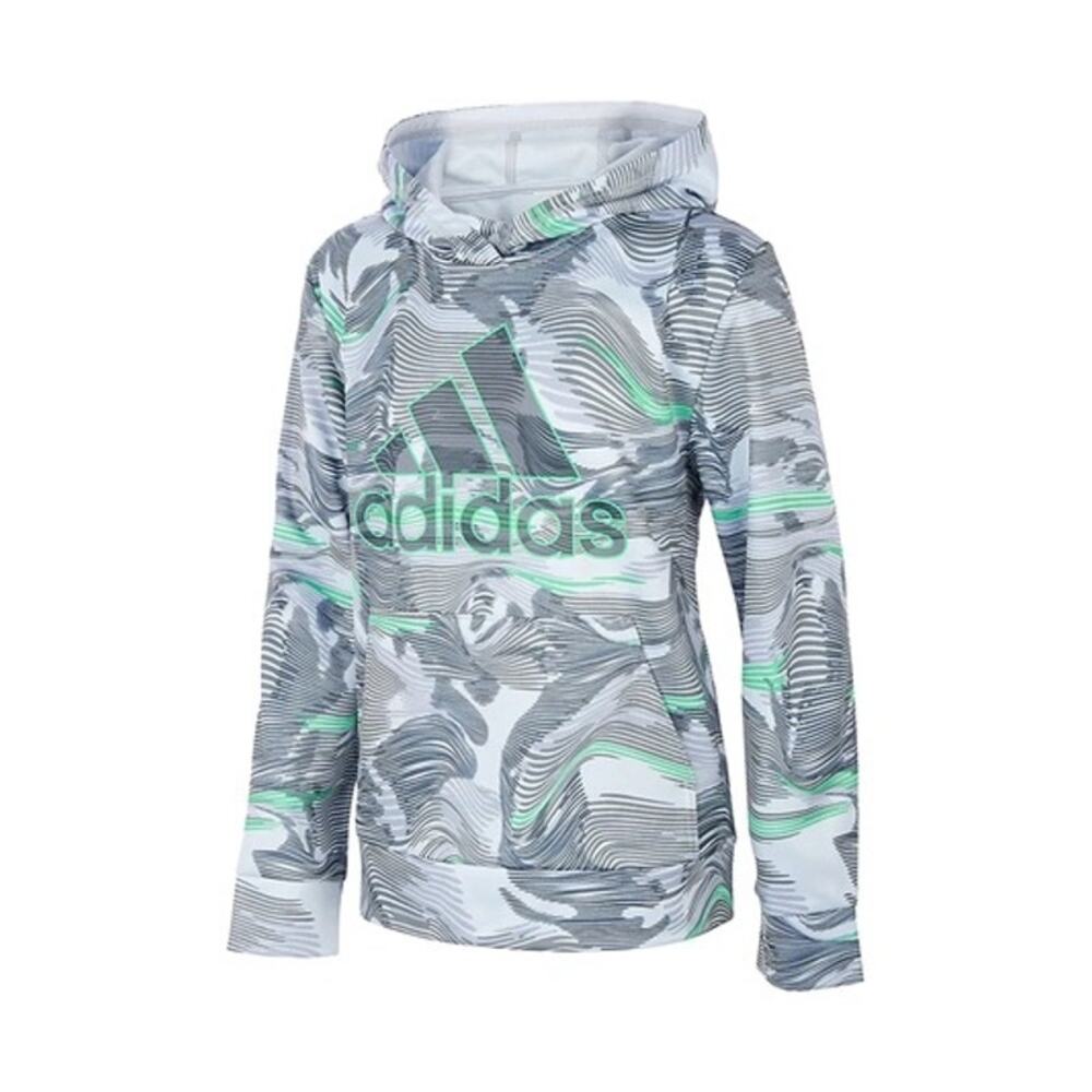 adidas Big Boys Warp Camo All-over Print Pullover Hoodie Size Large 14/16